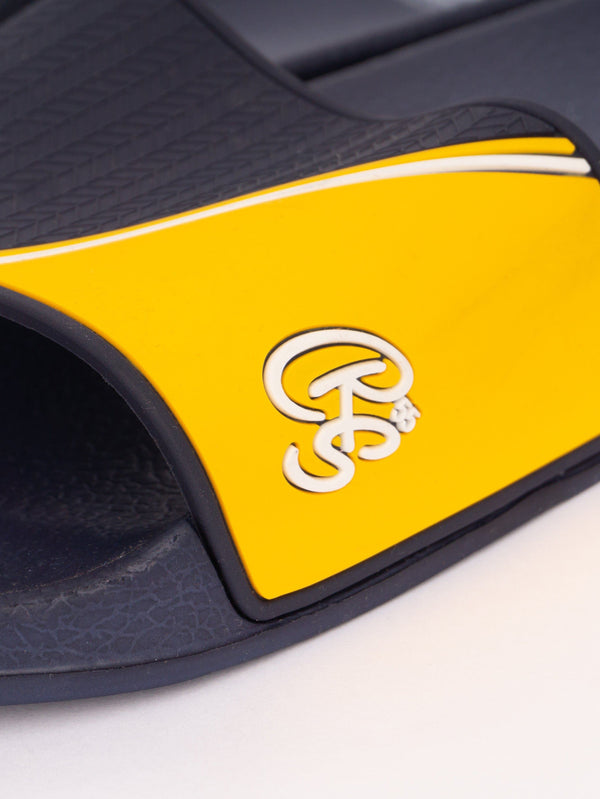 Crosshatch Ventamoore Sliders Navy/Yellow