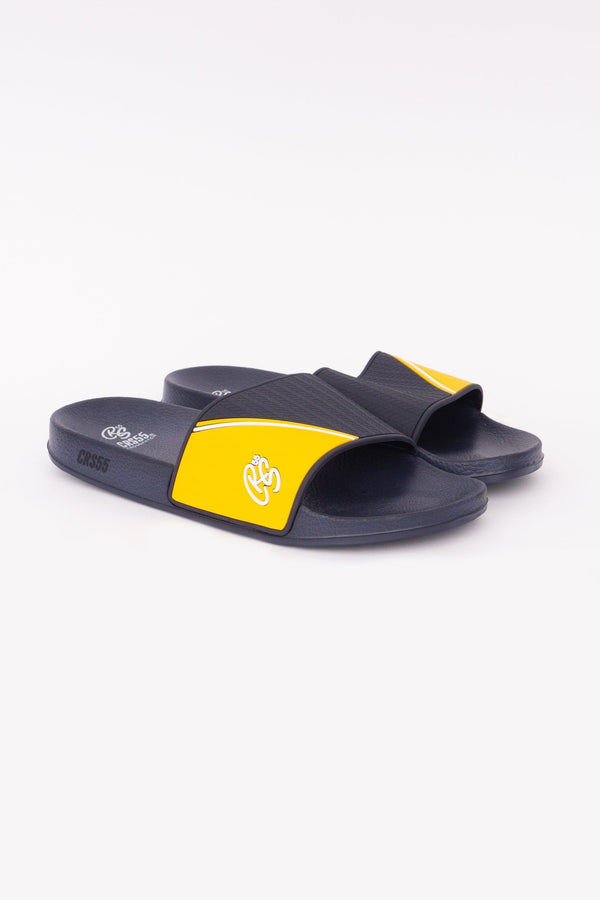 crosshatch Ventamoore Sliders Navy/Yellow