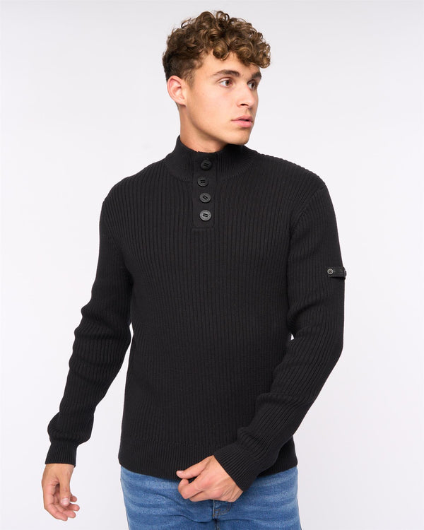 Crosshatch Wellburys Chunky Knit Black