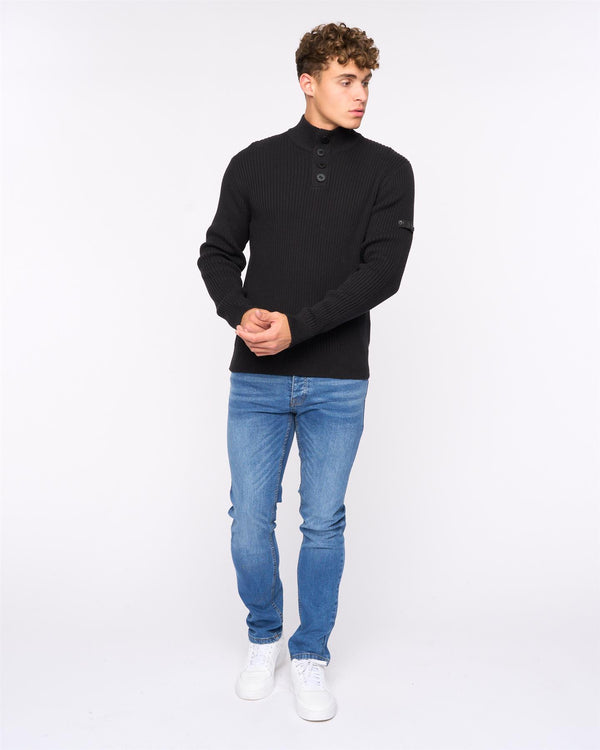 Crosshatch Wellburys Chunky Knit Black