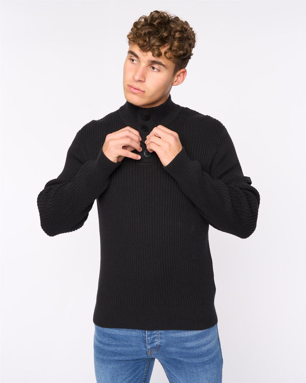 crosshatch Wellburys Chunky Knit Black