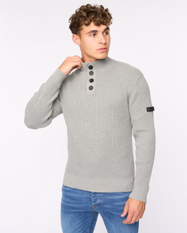 Crosshatch Wellburys Chunky Knit Grey Marl