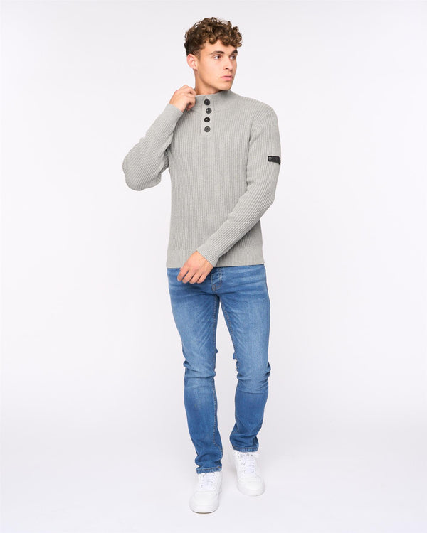 Crosshatch Wellburys Chunky Knit Grey Marl