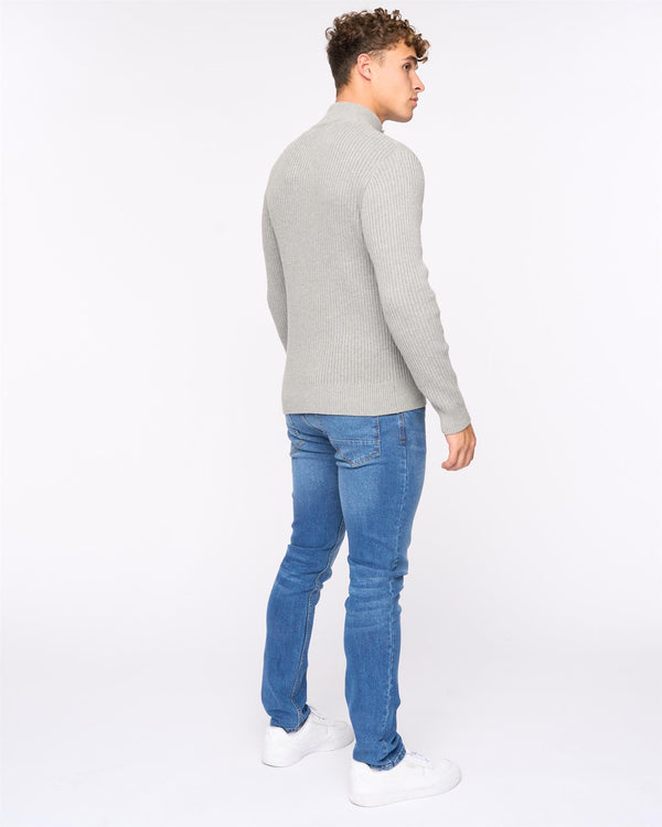 Crosshatch Wellburys Chunky Knit Grey Marl