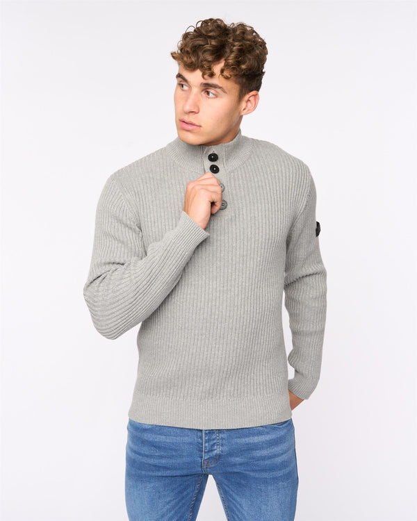crosshatch Wellburys Chunky Knit Grey Marl