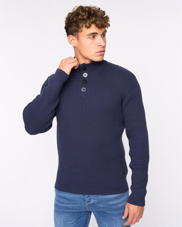 Crosshatch Wellburys Chunky Knit Navy