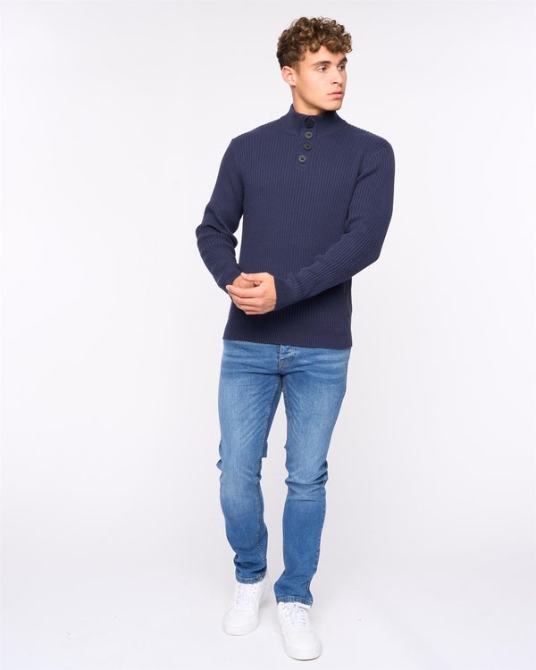 Crosshatch Wellburys Chunky Knit Navy