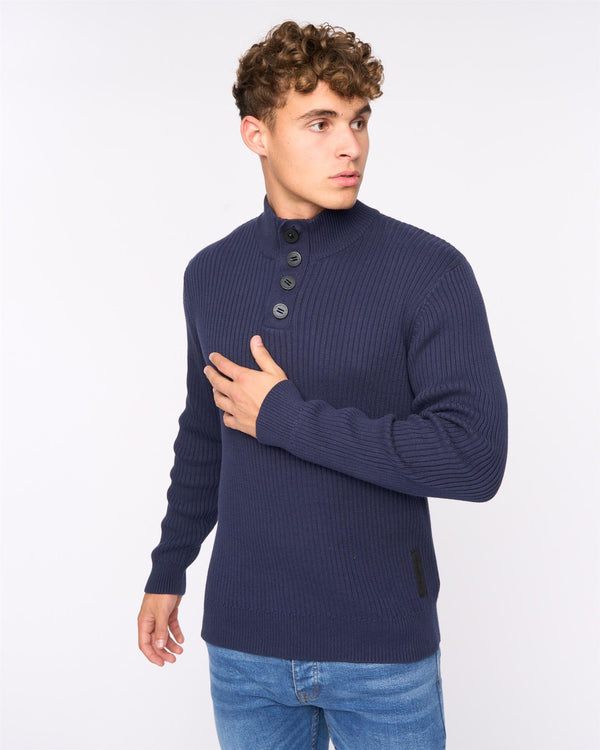 crosshatch Wellburys Chunky Knit Navy