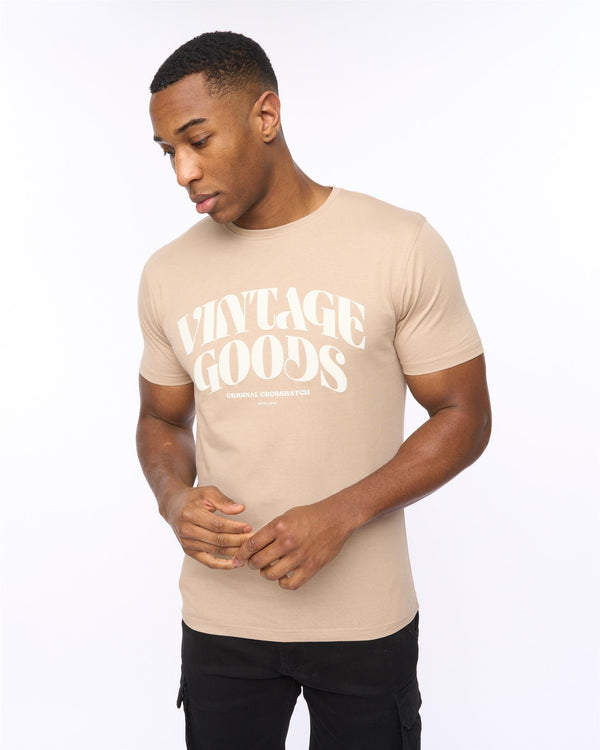 crosshatch Wilsby T-Shirt Stone