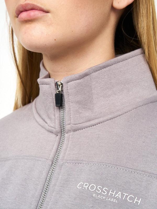 Crosshatch Ladies Milwalk Crop Zip Thru Hoodie Sleet