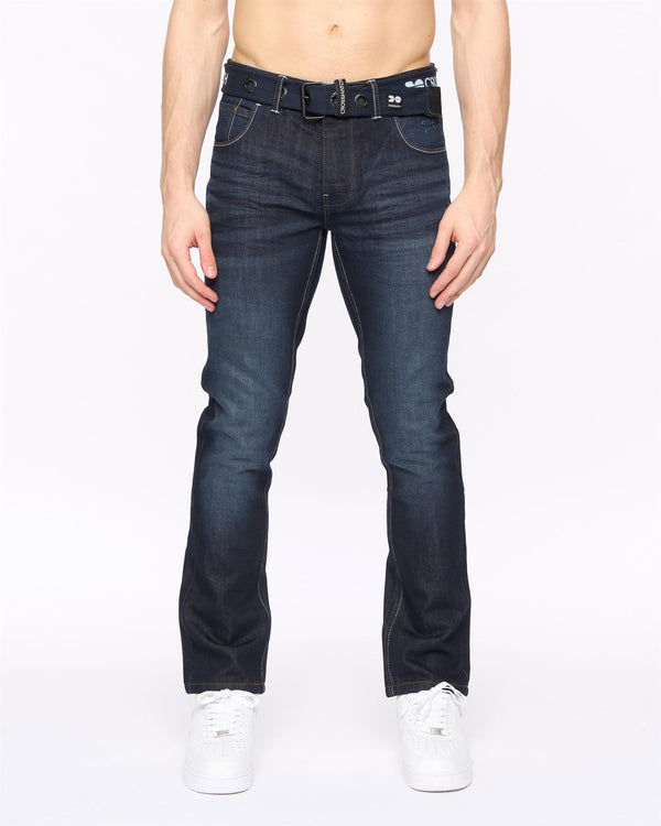 crosshatch New Embossed Techno Denim Jeans Dark Wash