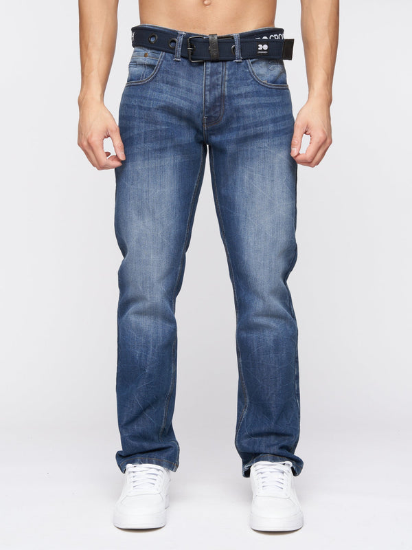 crosshatch New Embossed Techno Denim Jeans Stone Wash