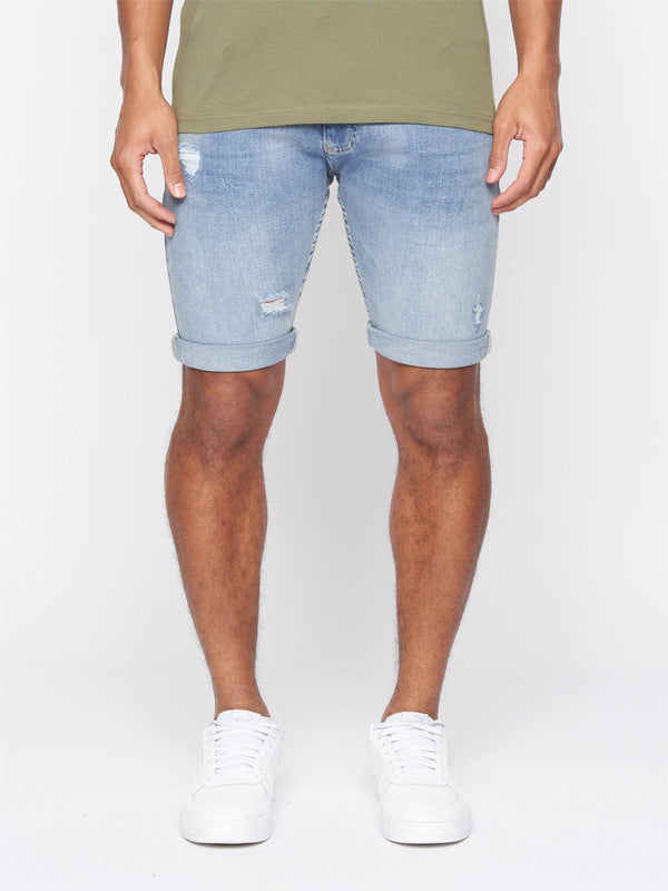 crosshatch Riptrey Abraised Denim Shorts Light Wash