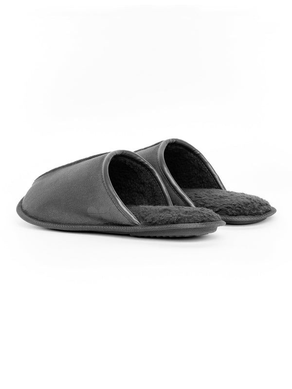 Crosshatch Tinuviel Fur Slipper Mule Black/Charcoal