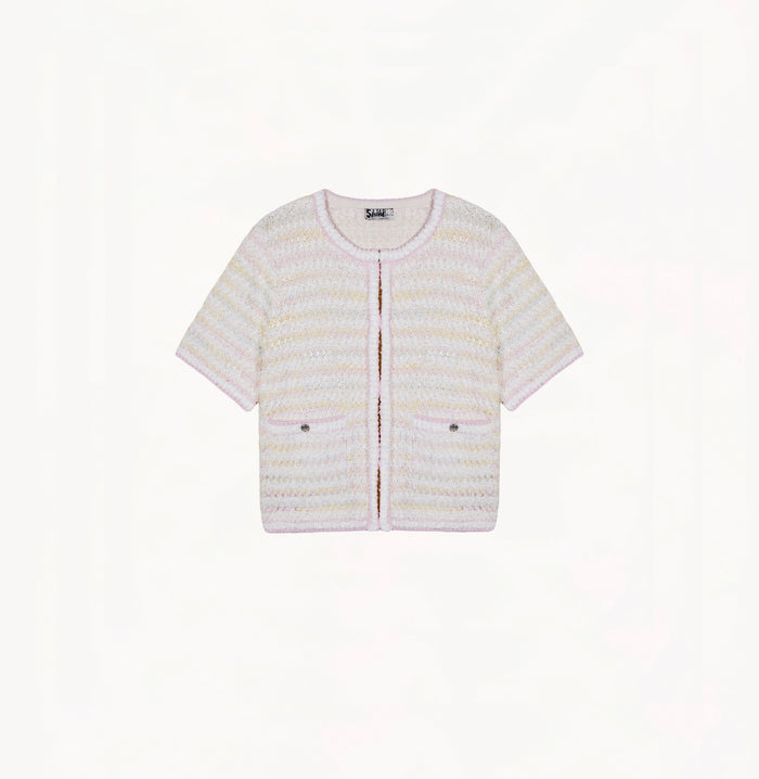 Crush BOUCLÉ SHORT SLEEVE JACKET Pink / Yellow Gradient