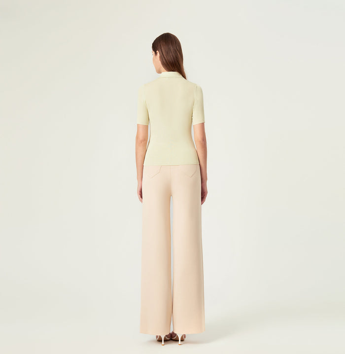 Crush BUTTON-EMBELLISHED SILK LAPEL POLO SHIRT Lime