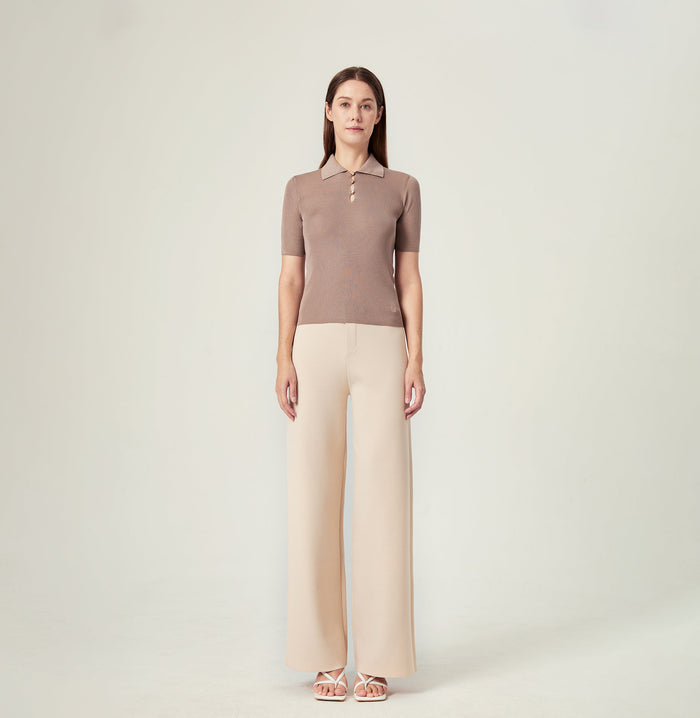 Crush BUTTON-EMBELLISHED SILK LAPEL POLO SHIRT Lime