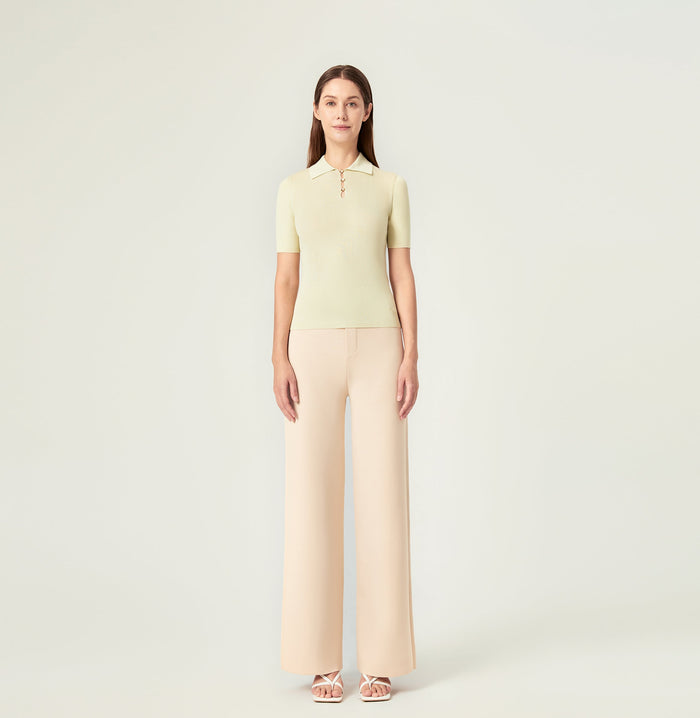 crush BUTTON-EMBELLISHED SILK LAPEL POLO SHIRT Lime