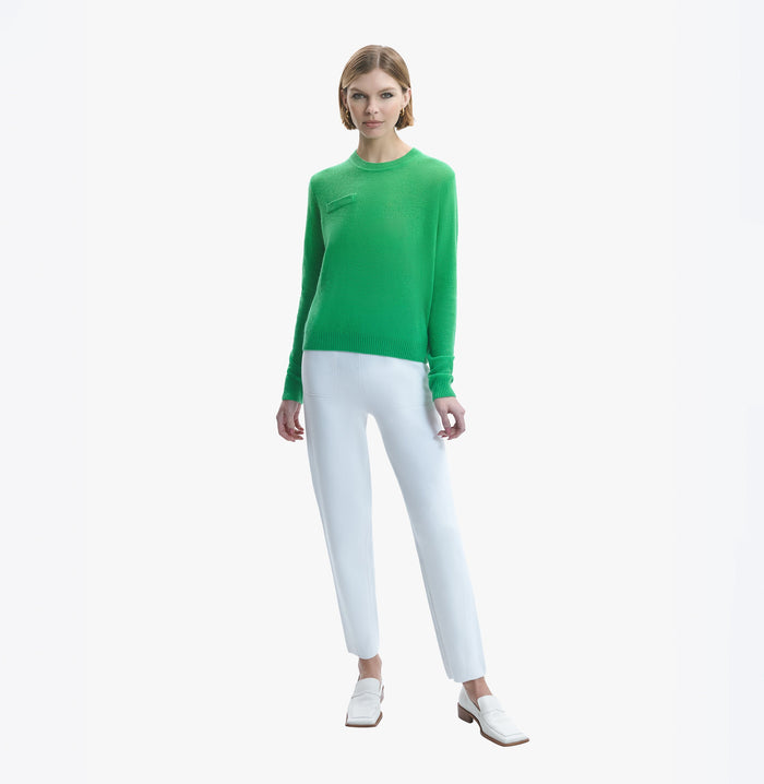 crush CASHMERE OSMANTHUS PATTERN CREW NECK TOP Grass Green