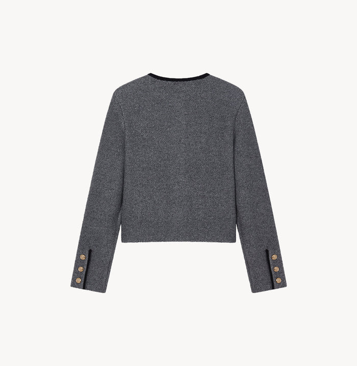 Crush CASHMERE WOOL BLEND HERRINGBONE JACKET Grey Melange
