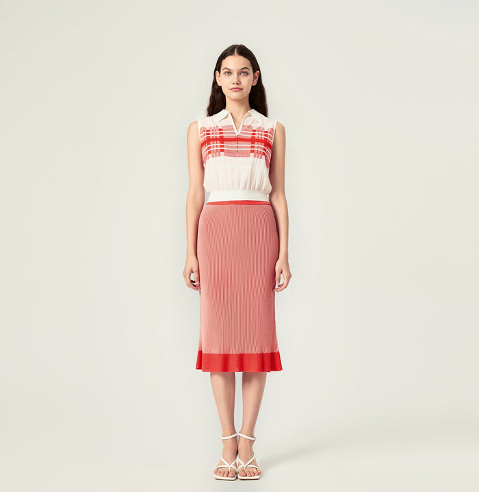 crush CHECKED LAPEL KNITTED VEST Gingham green white