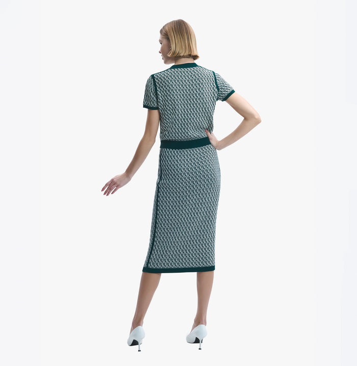Crush COTTON AND CASHMERE TWO-TONE SHORT-SLEEVED BLOUSE Green