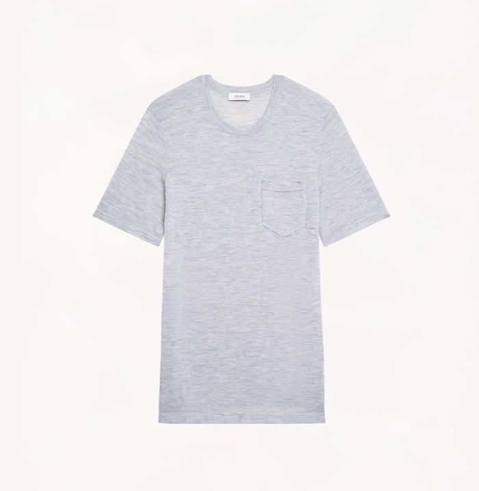 Crush CREW-NECK SHORT SLEEVES CASHMERE TSHIRT-MEN Grey