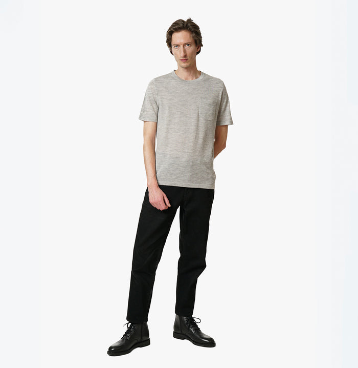 crush CREW-NECK SHORT SLEEVES CASHMERE TSHIRT-MEN Grey