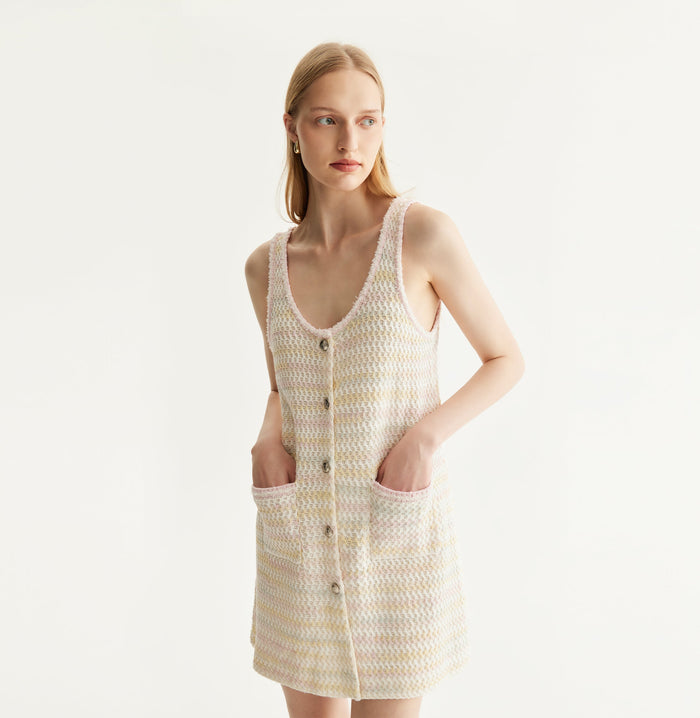 Crush BOUCLÉ DRESS Pink / Yellow Gradient