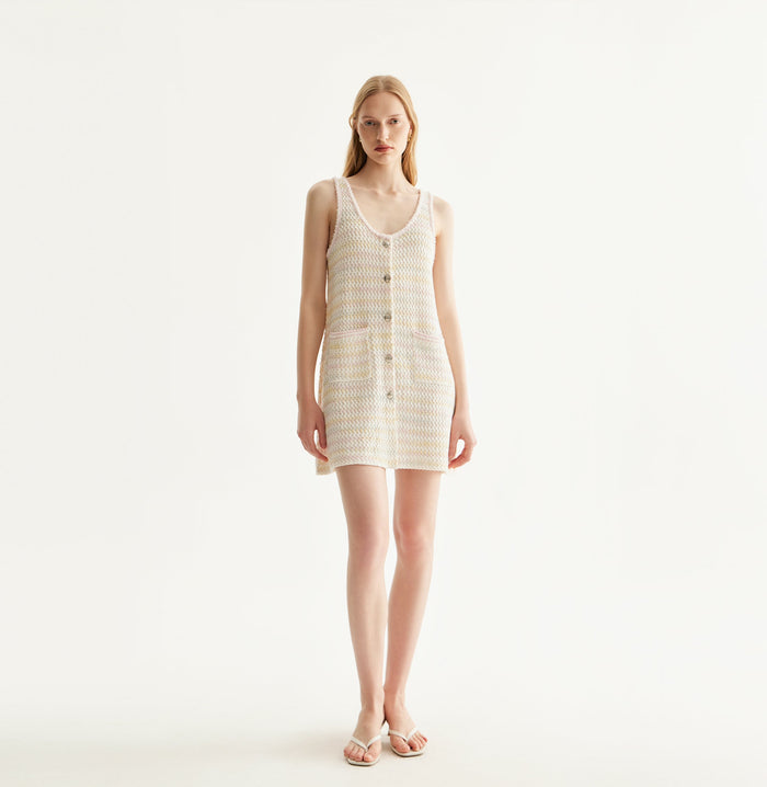 crush BOUCLÉ DRESS Pink / Yellow gradient