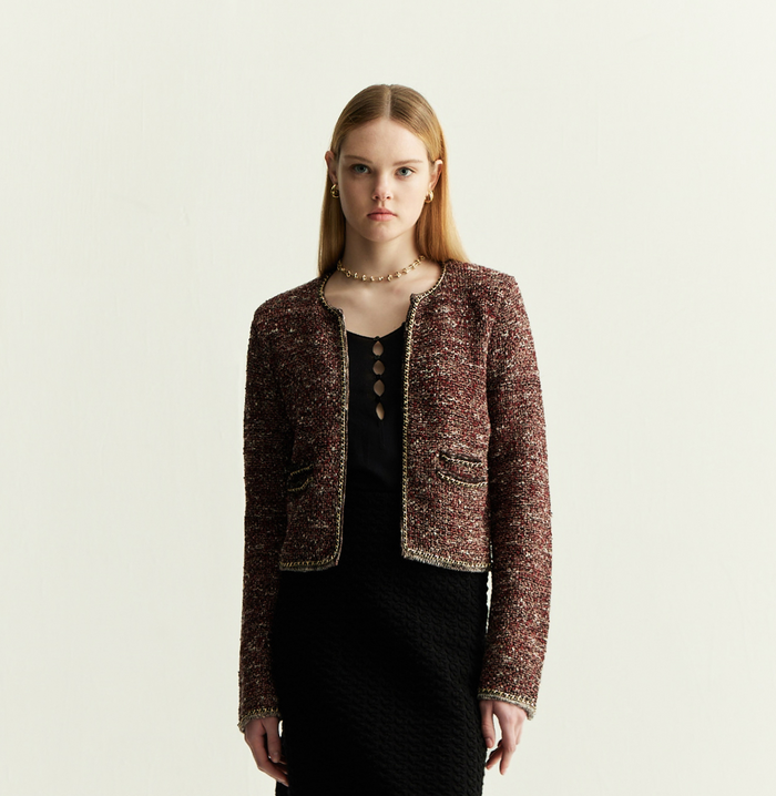 crush BOUCLÉ JACKET Burgundy