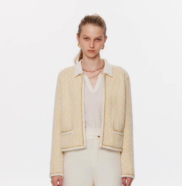 crush BOUCLÉ JACQUARD CLASSIC JACKET Chick yellow