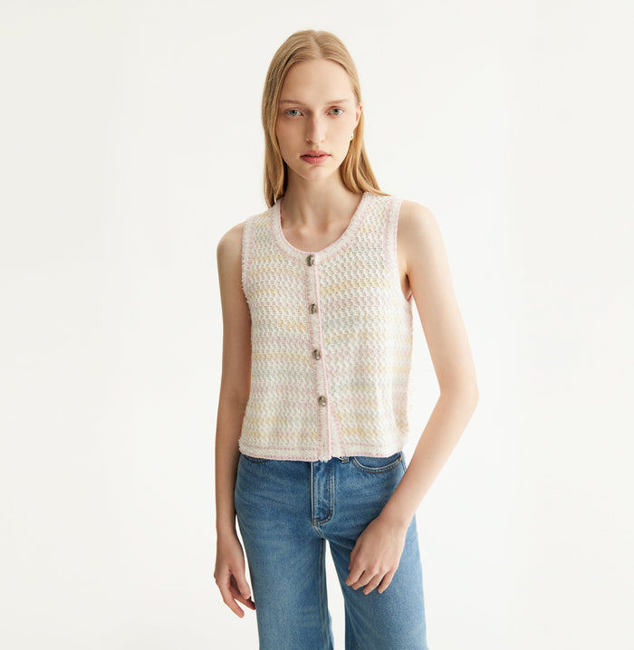 Crush BOUCLÉ VEST Pink / Yellow Gradient