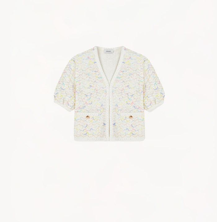 Crush BOUCLÉ WAVY-STRIPED JACKET White