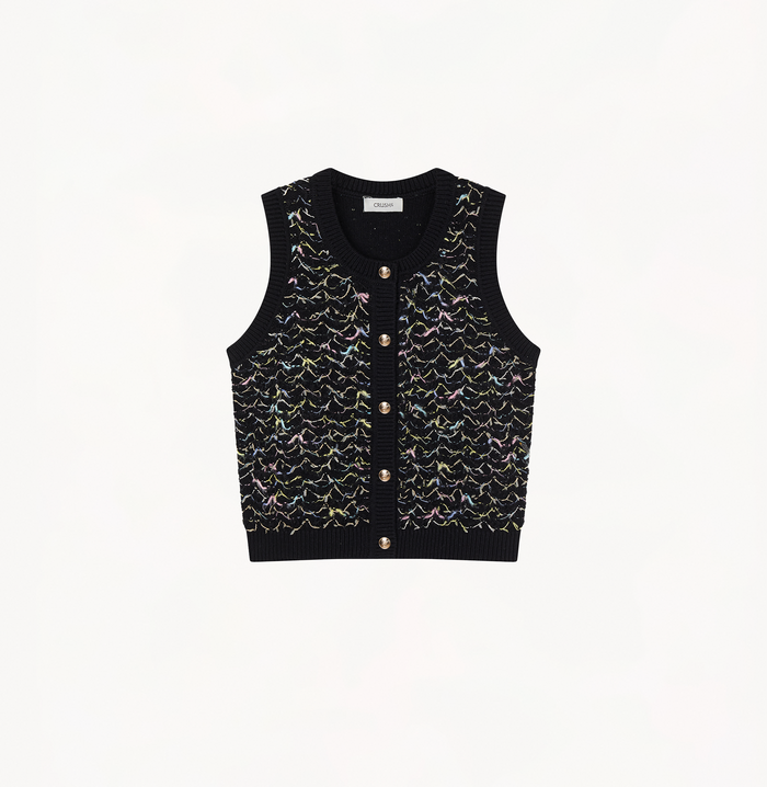 Crush BOUCLÉ WAVY-STRIPED WAISTCOAT White