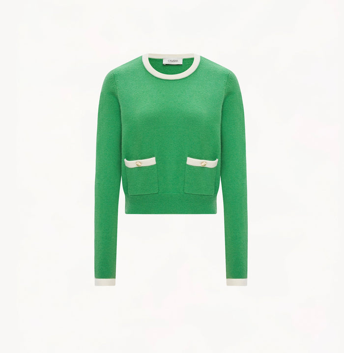 Crush CASHMERE COLOR-BLOCKED TOP Green