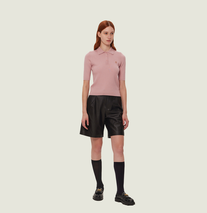 Crush CASHMERE SHORT-SLEEVED POLO SHIRT Dusty Rose