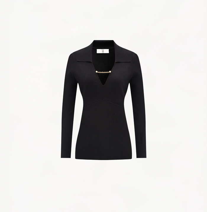 Crush CHAIN DETAILED CUT OUT POLO BLACK