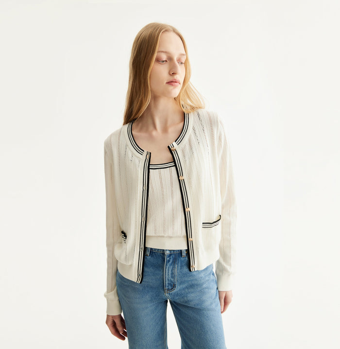 Crush COLORBLOCKED CARDIGAN White