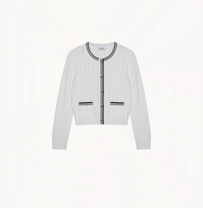 Crush COLORBLOCKED CARDIGAN White