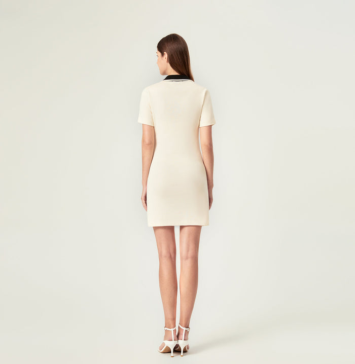 Crush COLORBLOCKED LAPEL DRESS Cream