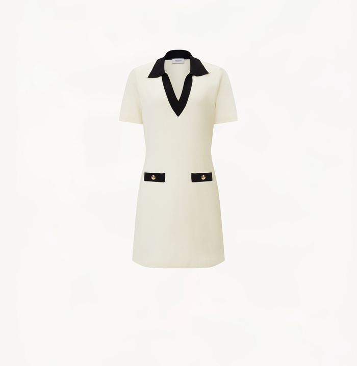 Crush COLORBLOCKED LAPEL DRESS Cream