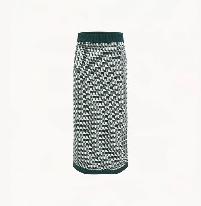 Crush COTTON AND CASHMERE TWO-TONE SKIRT Green