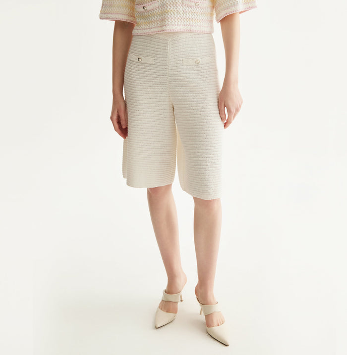 Crush COTTON-LINEN BLEND MID-LENGTH SHORTS White
