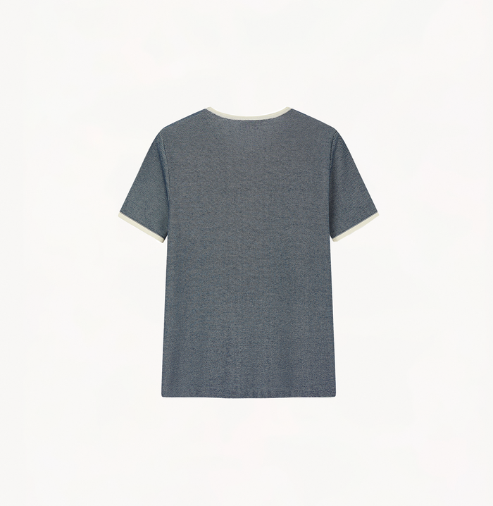 Crush DENIM-LOOK CREWNECK TOP Navy Blue