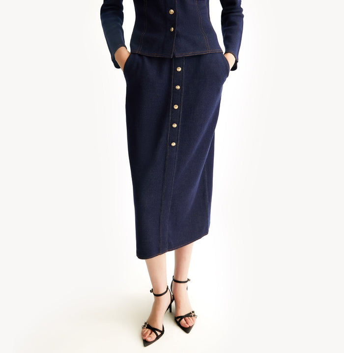 Crush DENIM-LOOK SKIRT Navy Blue