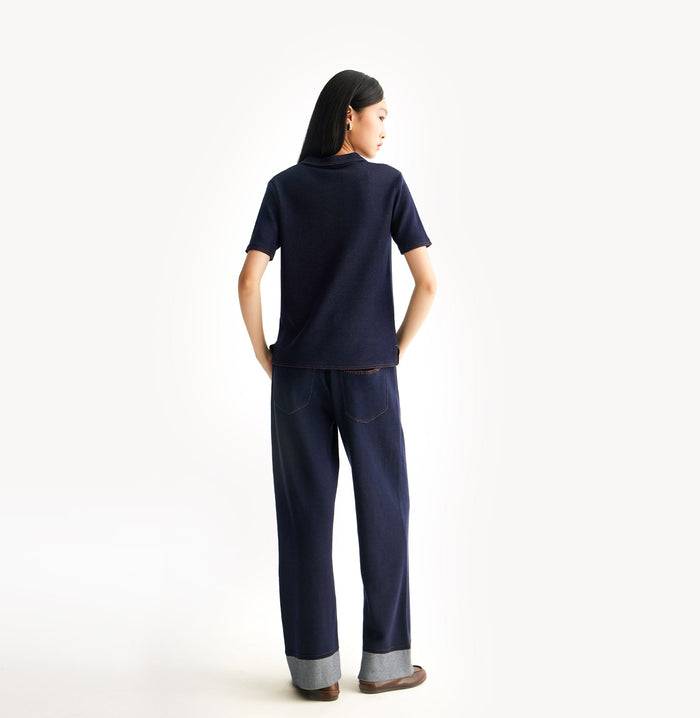 Crush DENIM-LOOK TROUSERS Dark Navy