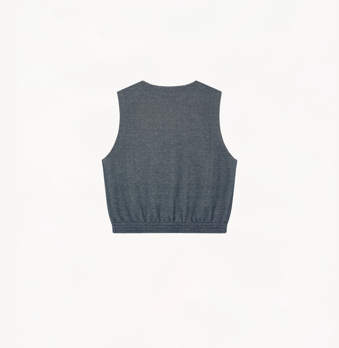 Crush DENIM-LOOK V-NECK WAISTCOAT Navy Blue