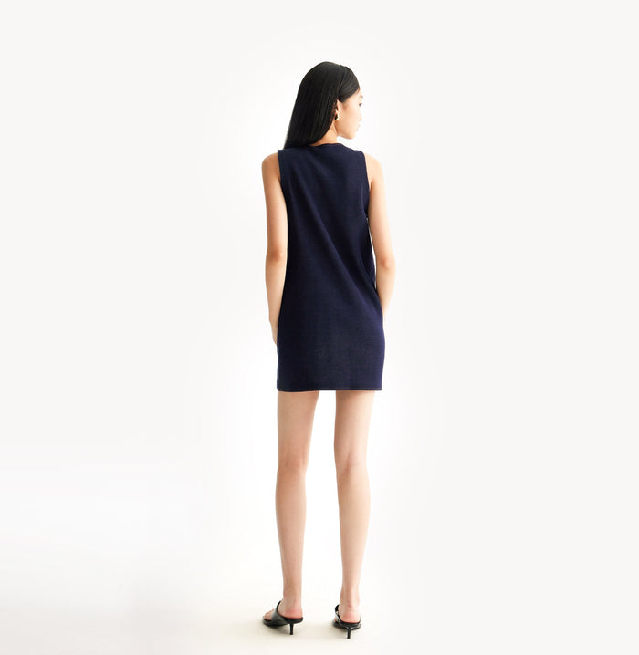 Crush DENIM-LOOK VEST DRESS Navy Blue