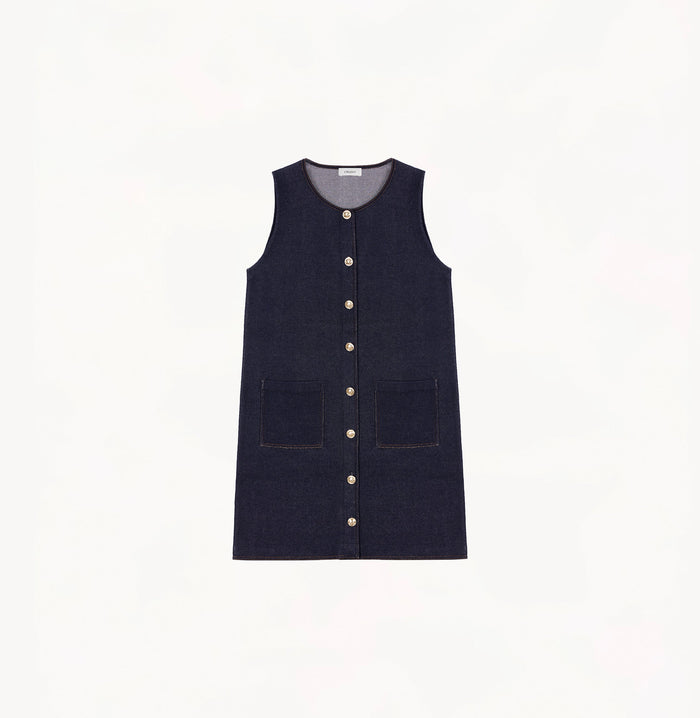 Crush DENIM-LOOK VEST DRESS Navy Blue